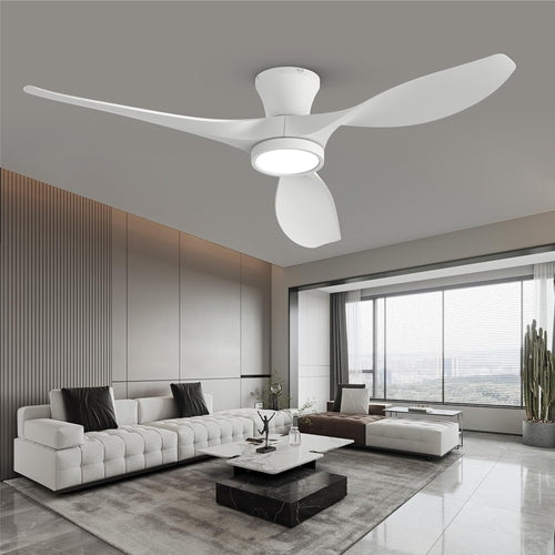 52 Inch Ceiling Fans with Lights Remote Control, Modern Low Profile