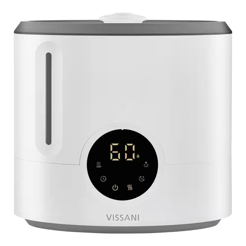 2 Gal. Ultrasonic Humidifier 360 Degree Turning Dual Nozzle Cool & Warm Mist for Large Room (600 Sq. Ft.) in Grey/White