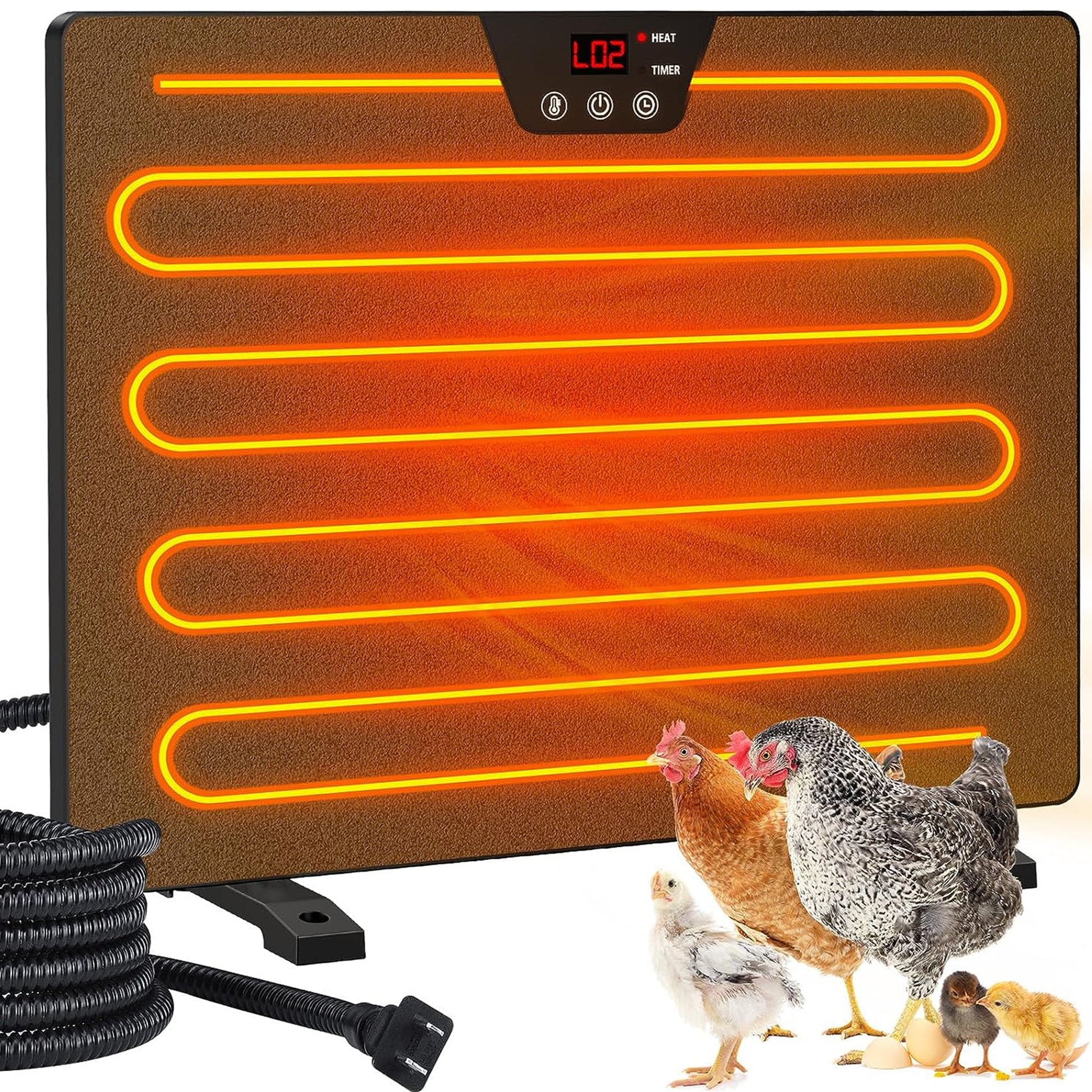 Chicken Coop Heater, 100/200 Watts Radiant Heat Energy Efficient Design, Safer than Brooder Lamps Heater for Chicken Coop Outdoor 3 Ways to Use