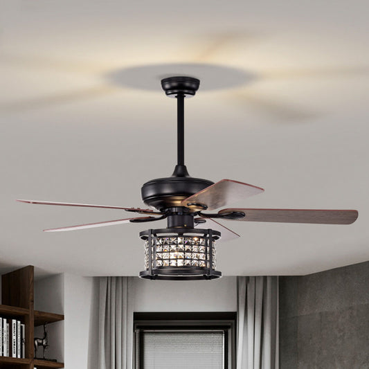 52 Inch 3-Speed Crystal Ceiling Fan Light with Remote Control