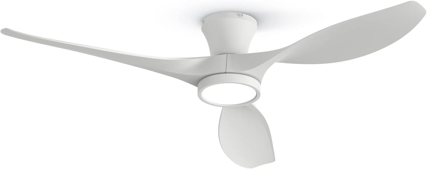 52 Inch Ceiling Fans with Lights Remote Control, Modern Low Profile