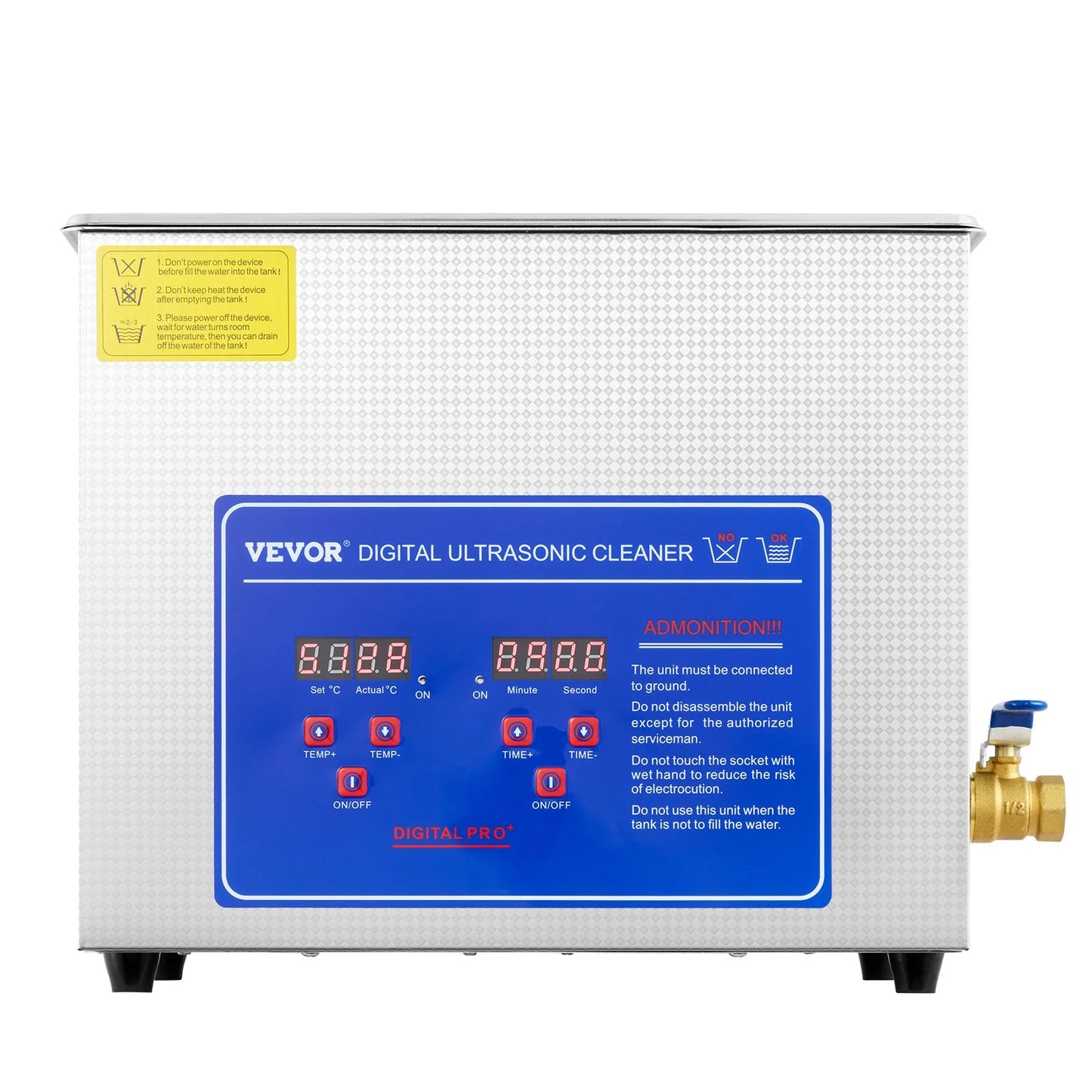 VEVOR Commercial Ultrasonic Cleaner 6L Professional Ultrasonic Cleaner 40Khz with Digital Timer&Heater 110V Excellent Cleaning Machine for Watch Instruments Industrial Parts Excellent Cleaner Solution