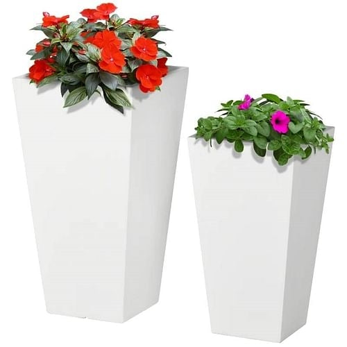 Set of 2 Modern Lightweight Outdoor Patio Flower Pot Planter Box in