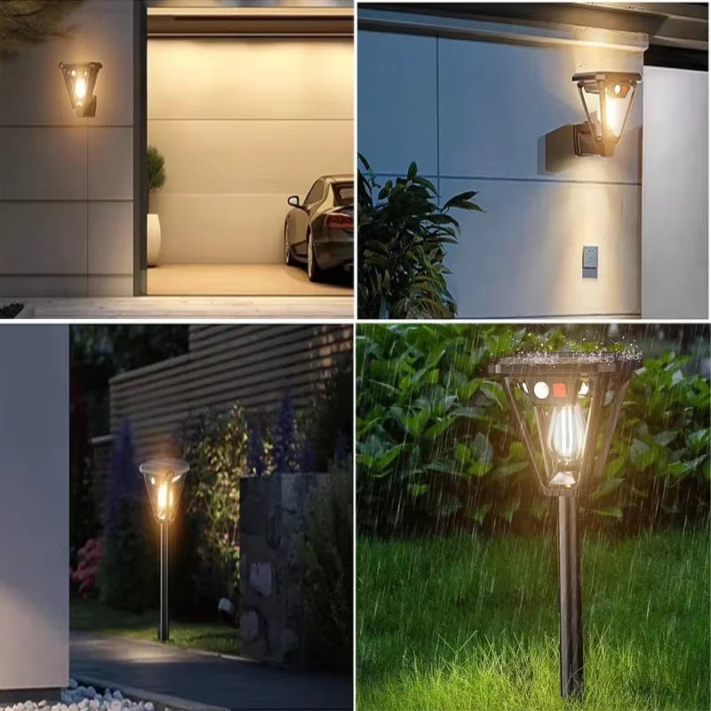 2IN1 Outdoor Solar Camping Wall Lamps Lawn Lamps Floor Lamp LED Induction Lamps Garden Landscape Lamps Decorative Tungsten Lamp