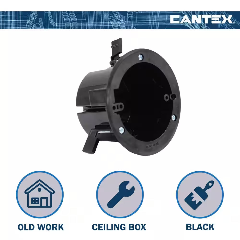 Old Work 18 Cu. In. round Electrical Ceiling Box with EZ Mount Clamps and Wire Clamps, 6-Lb. Capacity, Gray