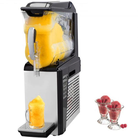 VEVOR 110V Slushy Machine 10L Margarita Frozen Drink Maker 600W Automatic Clean Day and Night Modes for Supermarkets Cafes Restaurants Snack Bars Commercial Use