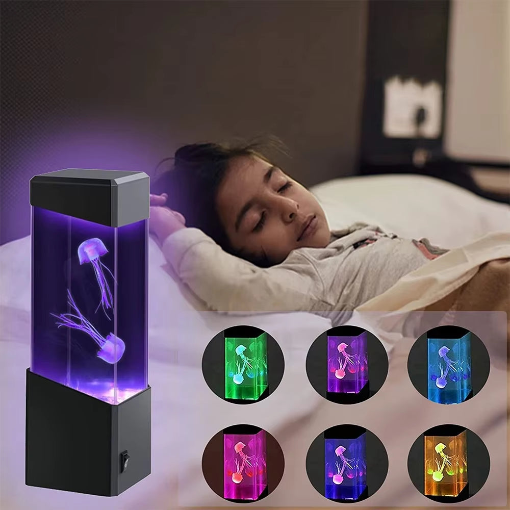 Led Jellyfish Tank Night Light Color Changing Table Lamp Aquarium Mood Lava Lamp Children Gift Room Decor Stich Jelly Fish