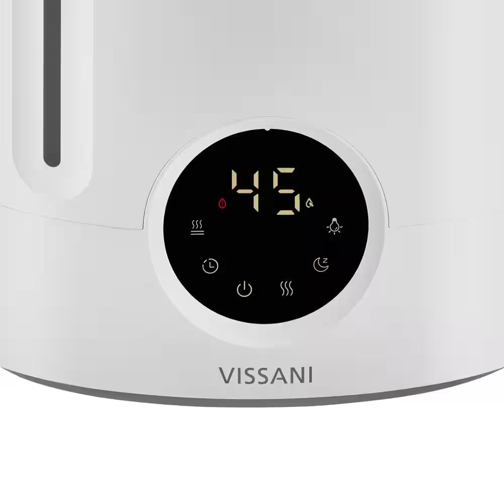 2 Gal. Ultrasonic Humidifier 360 Degree Turning Dual Nozzle Cool & Warm Mist for Large Room (600 Sq. Ft.) in Grey/White